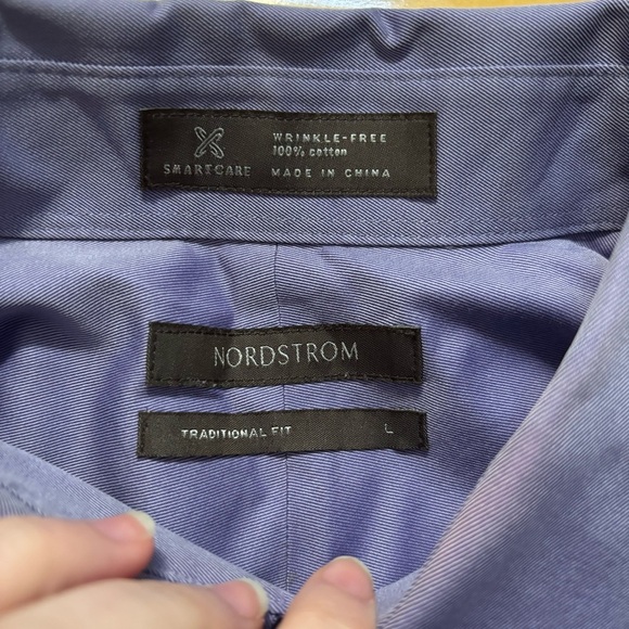 Nordstrom Mens Button Down Long Sleeve Dress Shirt Purple Size Large 100% Cotton - Picture 3 of 4
